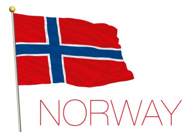 Beyaz arka plan üzerinde izole Norveç bayrağı
