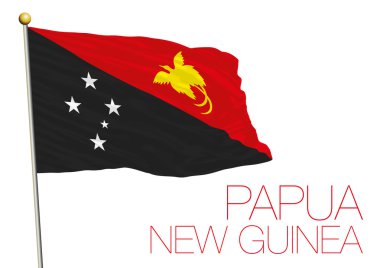 Beyaz arka plan üzerinde izole papua Yeni Gine bayrağı