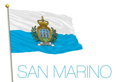 Beyaz arka planda izole edilmiş San Marino Cumhuriyeti bayrağı, vektör illüstrasyonu