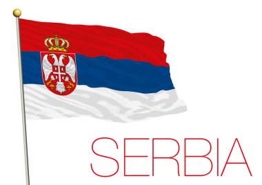 Beyaz arka plan üzerinde izole Sırbistan bayrağı
