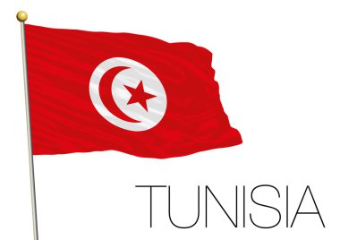 Beyaz arka planda izole Tunus bayrağı