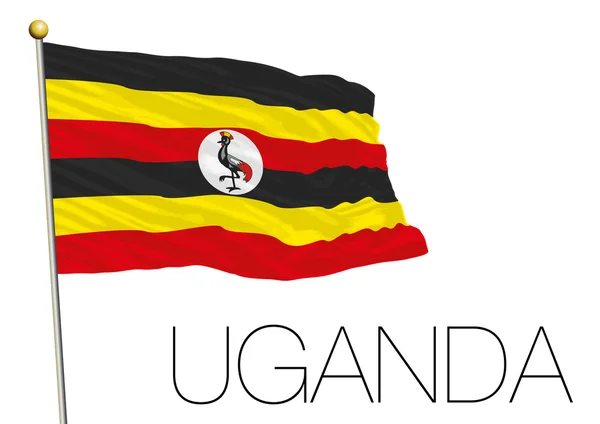 Ugandas Flagge, isoliert im Wind — Stockvektor