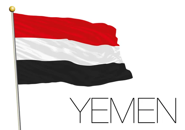Jemen vlajka ve větru, samostatný — Stockový vektor