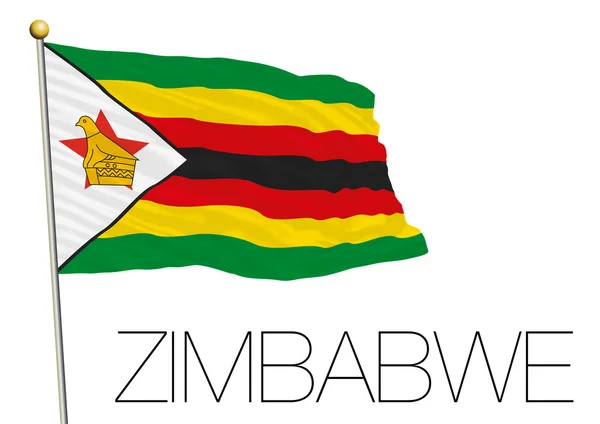 Bandera de zimbabwe aislada en el viento — Vector de stock