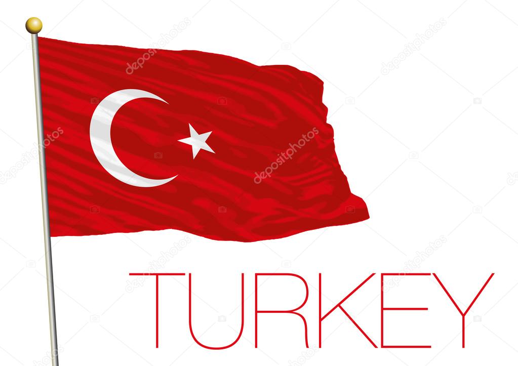 turkey flag isolated in the white background