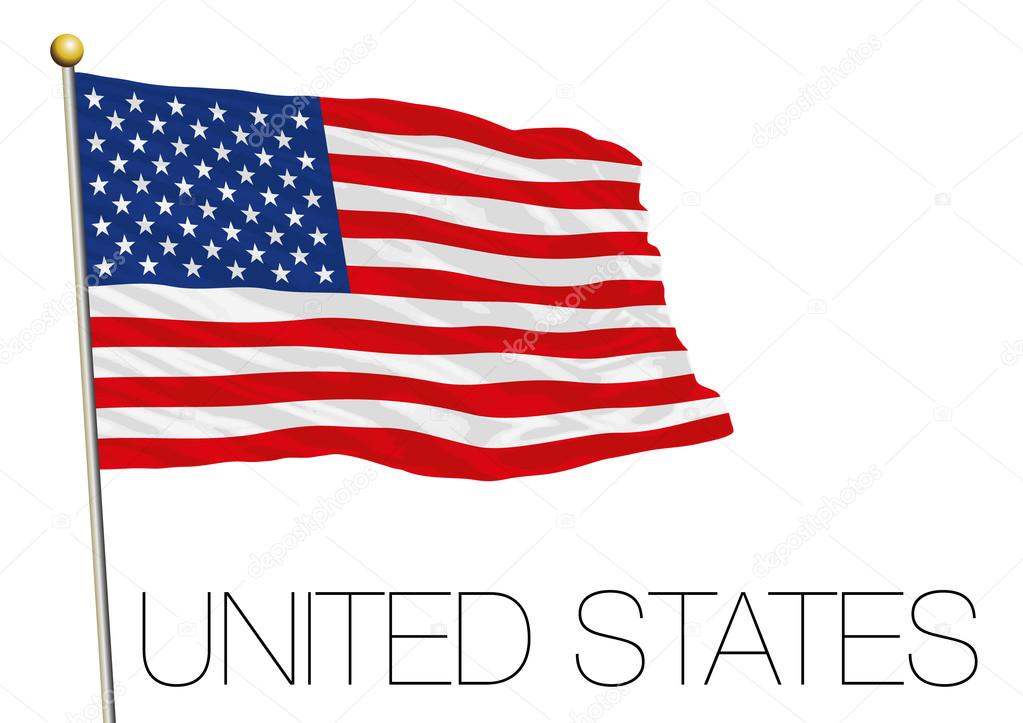 united states of america flag isolated in the wind