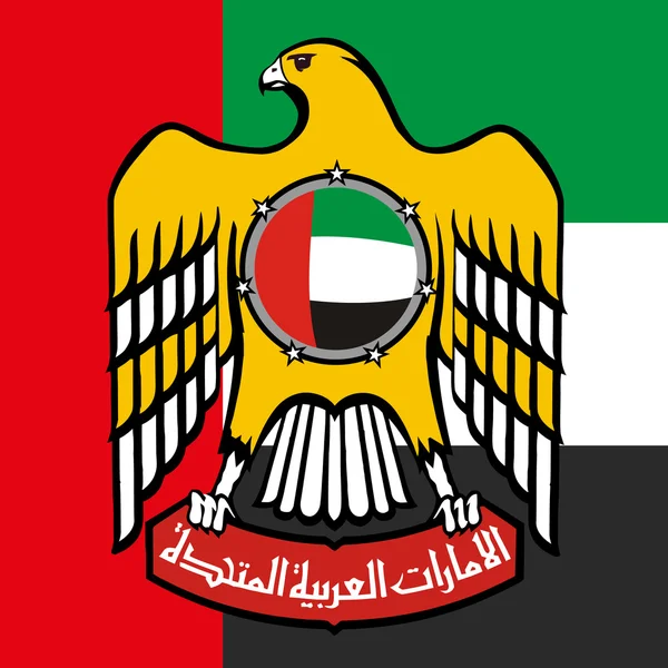 United arab emirates coat of arms and flag — Stock Vector