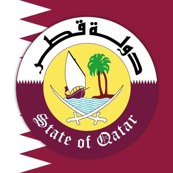Qatar stemma ufficiale e bandiera, illustrazione vettoriale — Vettoriale Stock
