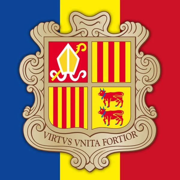 Andorra escudo de armas y bandera — Archivo Imágenes Vectoriales