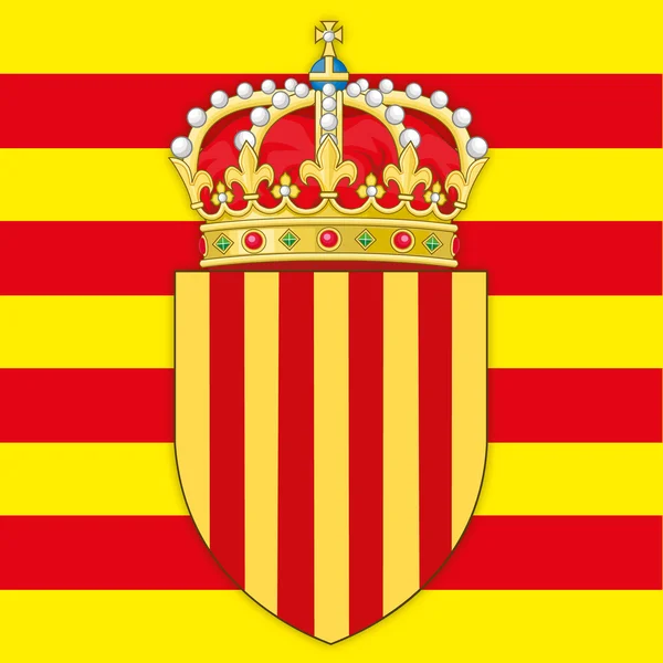 カタルーニャ州の紋章と旗、ベクター ファイル — ストックベクタ
