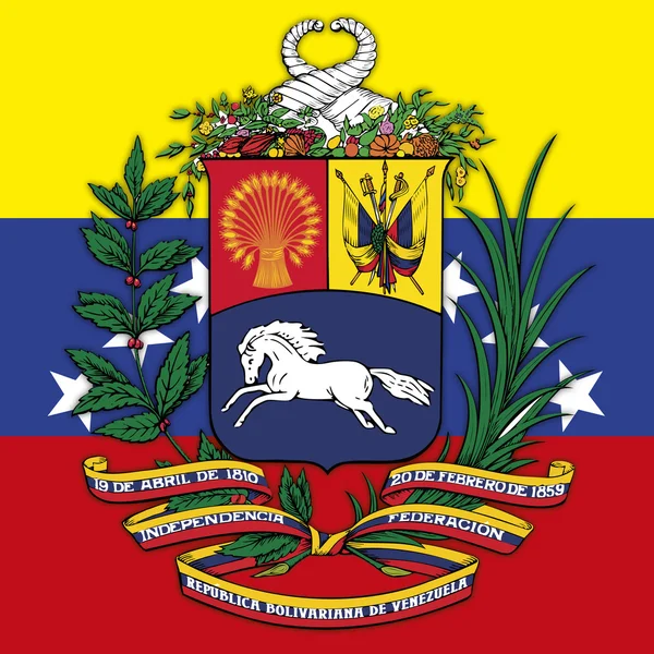 व्हेनेझुएला हात आणि ध्वज कोट — स्टॉक व्हेक्टर