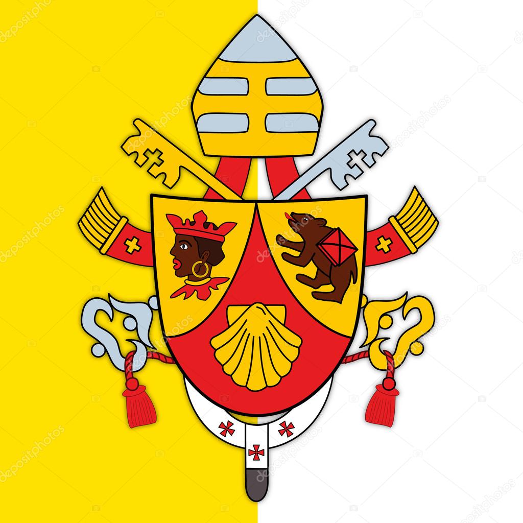 pope benedict XVI coart of arms and vatican flag