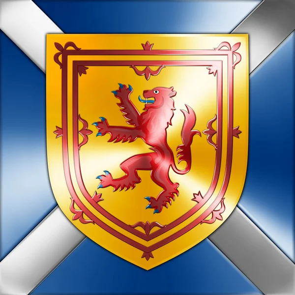 Escudo de armas y emblema de Escocia, superficie brillante — Foto de Stock