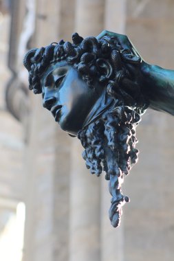 FLORENCE, ITALY - NOVEMBER, 2015: Bronze statue of Perseus by Benvenuto Cellini clipart
