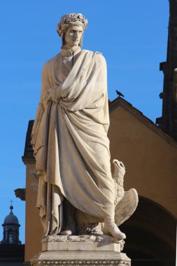 FLORENCE, ITALY - NOVEMBER, 2015: Dante Alighieri monument, poetry, Santa Croce square