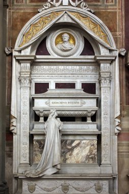 FLORENCE, ITALY - NOVEMBER, 2015: Tomb of Gioacchino Rossini, Santa Croce cathedral