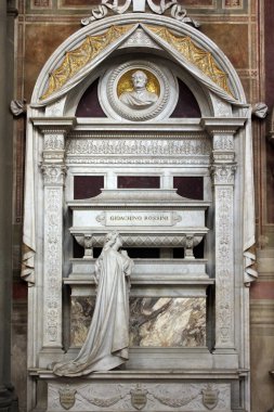 FLORENCE, ITALY - NOVEMBER, 2015: Tomb of Gioacchino Rossini, Santa Croce cathedral clipart