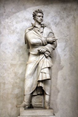 FLORENCE, ITALY - NOVEMBER, 2015: Tomb of Ugo Foscolo poetry, Santa Croce Cathedral