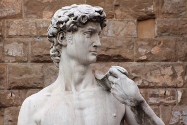 Florence, İtalya - Kasım, 2015: David heykeli tarafından Michelangelo Buonarroti, Signoria Meydanı