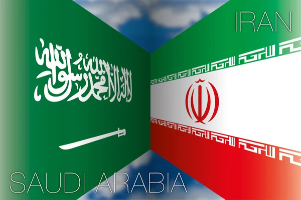 Iran versus saudi arabia flags — Stock Vector