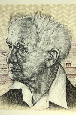 İsrail - yaklaşık 1978: David Ben-Gurion portre İsrail'den 50 şekel 1978 banknot üzerinde