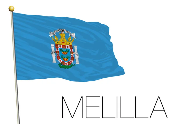 Melilla Bandiera regionale, territorio africano spagnolo — Vettoriale Stock