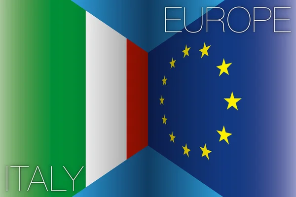 Bandiere italia contro europa — Vettoriale Stock