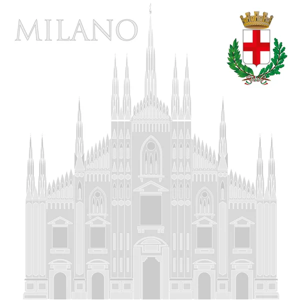Milanos katedral och stadens vapen — Stock vektor