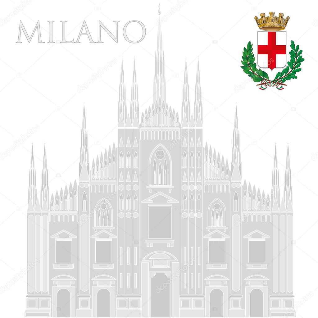 milan cathedral and city coat of arms