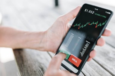 Yatırım mobil uygulaması kullanan kadın