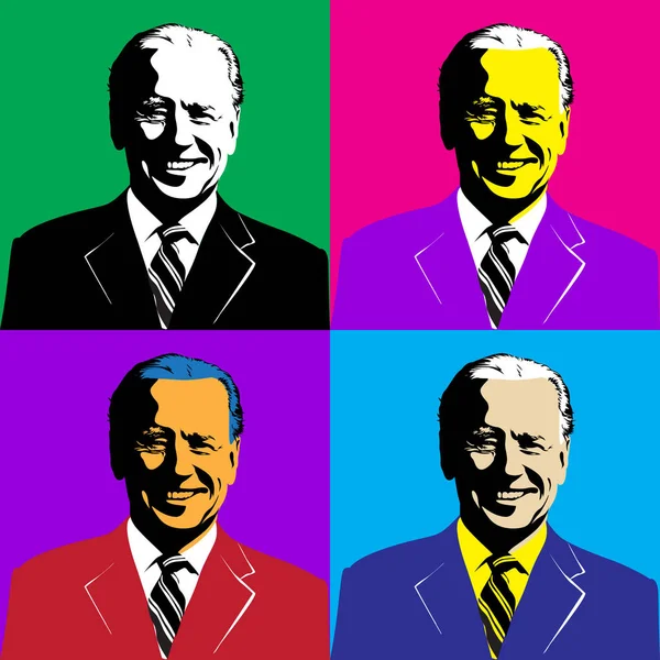 Stilizált portré illusztráció Joe Biden-ről, az Egyesült Államok 47. alelnökéről, közkincs alapján — Stock Vector
