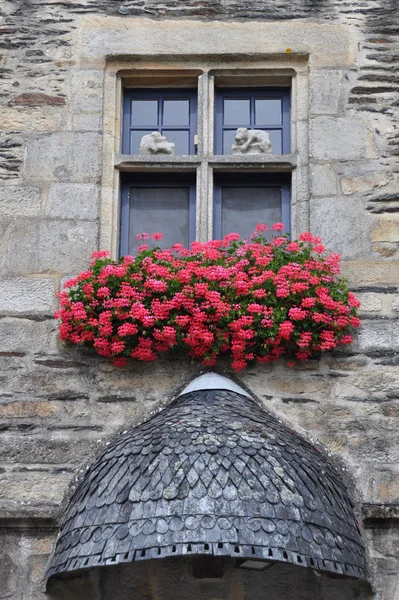 Pretty window Rochefort-en-Terre, Francia . — Foto Stock