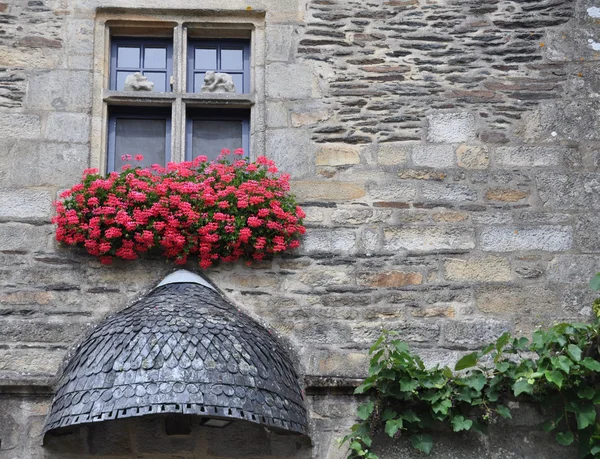 Pretty window Rochefort-en-Terre, Francia . — Foto Stock