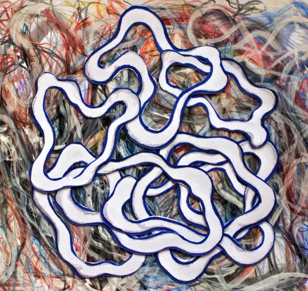 Soyut kağıt uygulaması. Renkli arkaplanda dalgalı beyaz çizgiler.