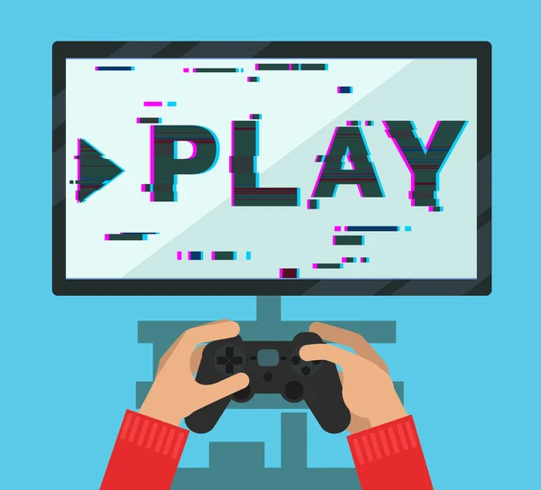 Pantalla de monitor con videojuego — Vector de stock