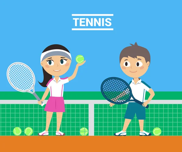 Jonge tennissers — Stockvector