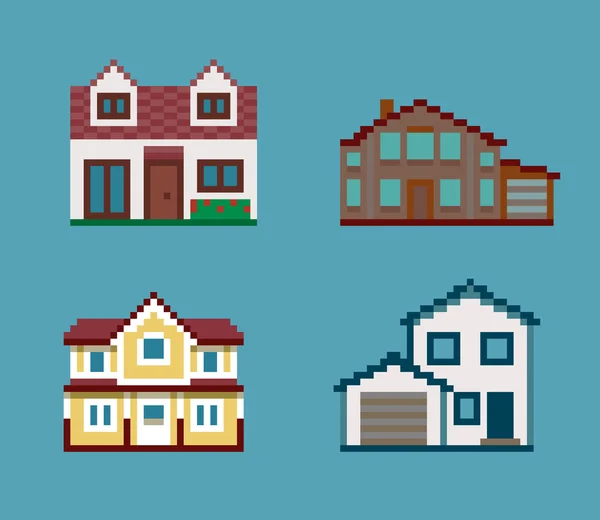 Pixel Набір будинків — стоковий вектор