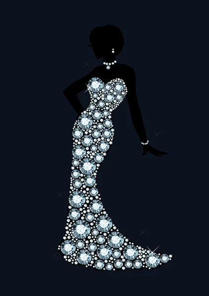 Vestido diamante — Vector de stock