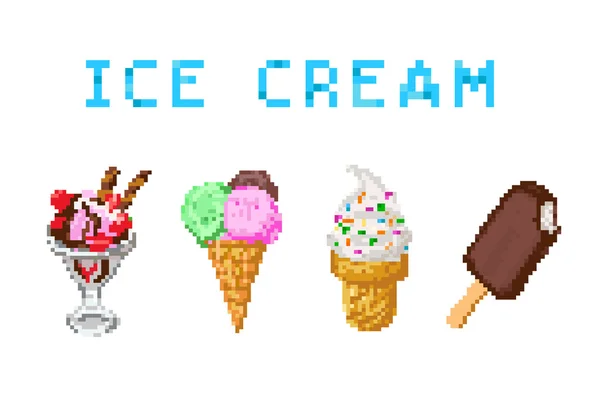 Set di gelati pixel — Foto Stock