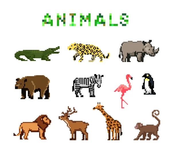 Animais pixel —  Vetores de Stock