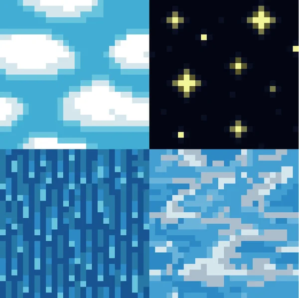 Conjunto de texturas cielo pixel — Vector de stock