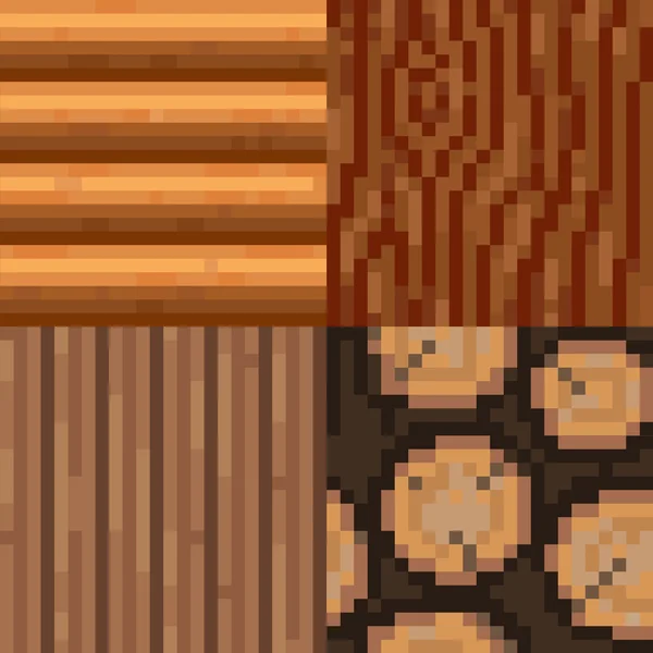 Set de texturas de madera pixel — Vector de stock