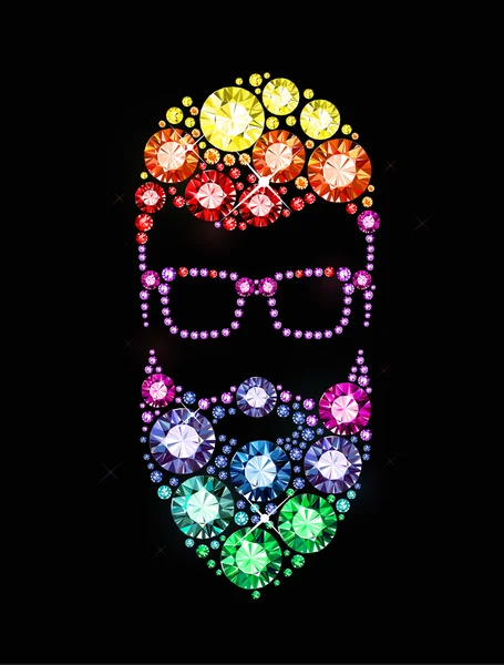 Gem Bearded Man with Glasses — Stock Vector