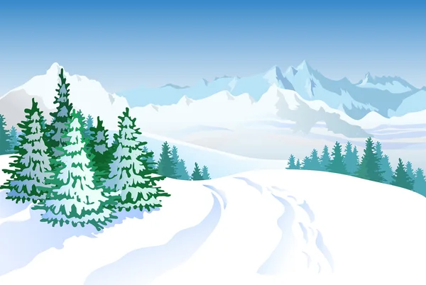 Hermoso paisaje de invierno — Vector de stock