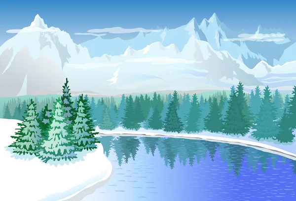 Красивый зимний пейзаж — стоковый вектор