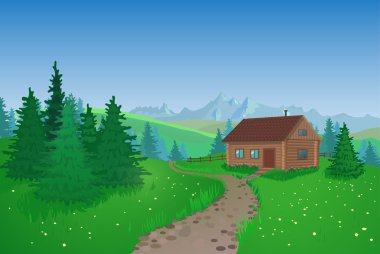Beautiful Landscape With House clipart