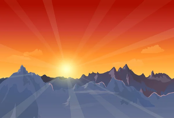 Hermoso paisaje de puesta de sol — Vector de stock