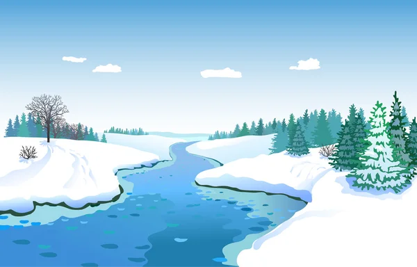 Schöne Winterlandschaft — Stockvektor