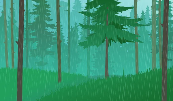 Pluie dans la forêt — Image vectorielle