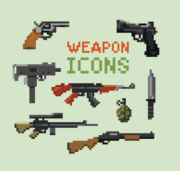 Set of Pixel Gun Icons — Stock Vector